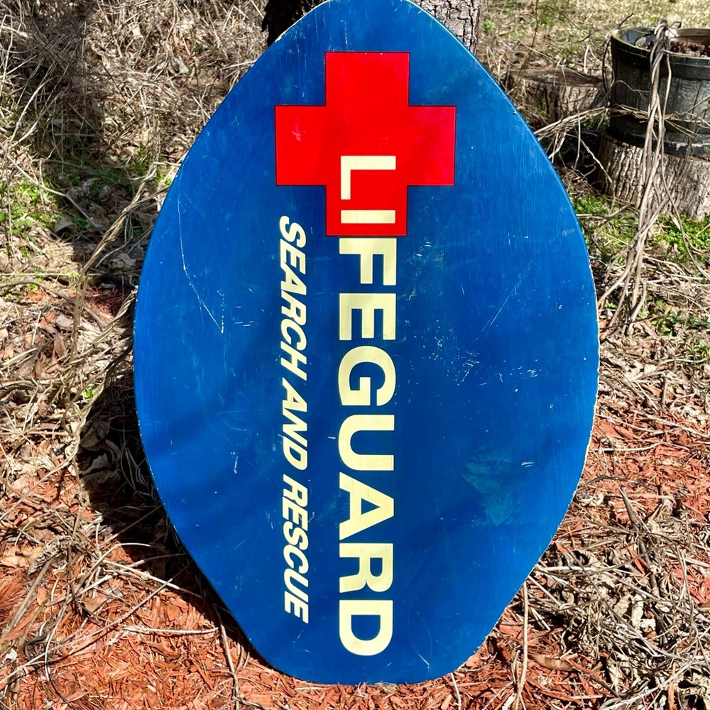 LifeGuard Search and Rescue Wooden Sign Skim Board Vintage 1960’s/1970’s
